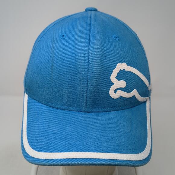 Puma Strapback Baseball Cap Blue One Size Adjustable Vented Holes Cotton 6 Panel - Picture 2 of 10